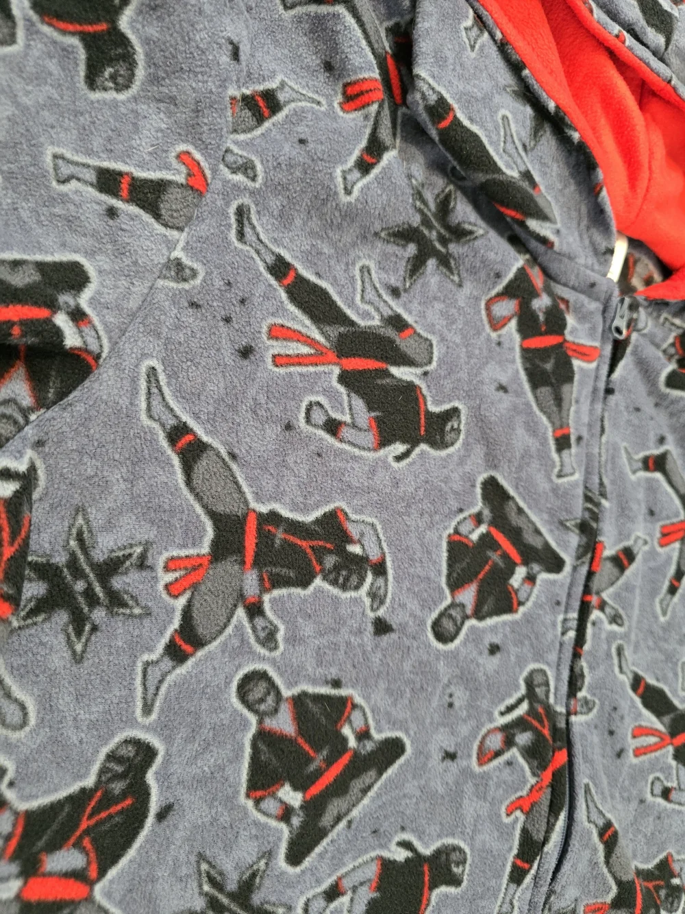 The Children’s Place Ninja Hooded One Piece Pajamas Boys PJS XXL 16 Gray Red